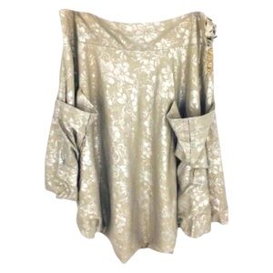 VINTAGE Covet Gold Silver Metallic Mid Length Laganlook style skirt size Large